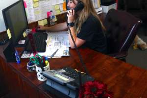 Customer service smiling phone